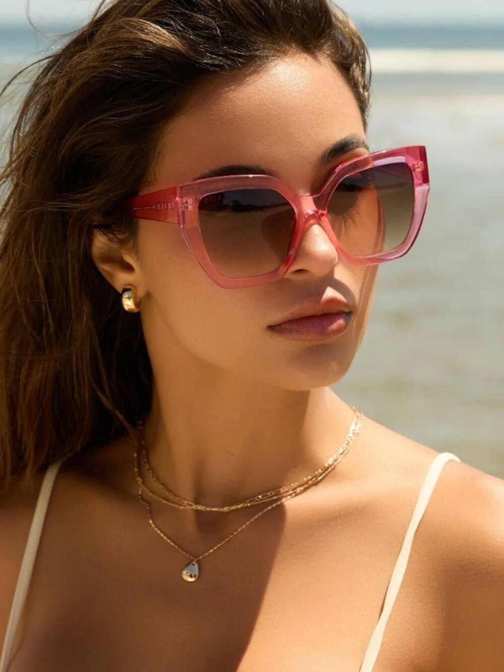 Diff Blaire sunglasses in candy pink crystal brown gradient sunglasses cat eye - Picture 13 of 13